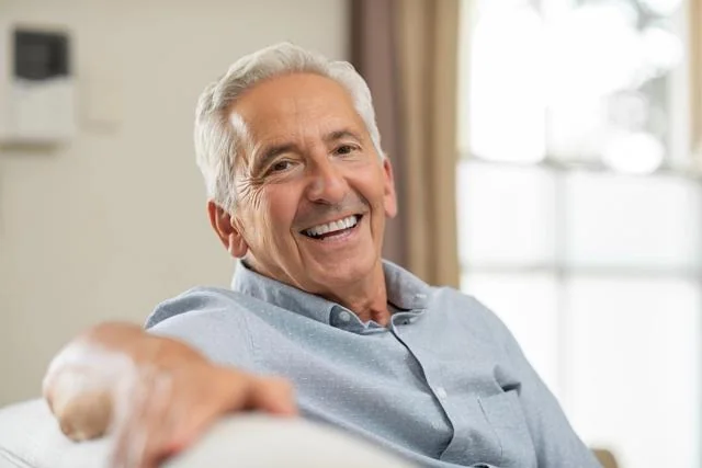 Smiling dental implant patient
